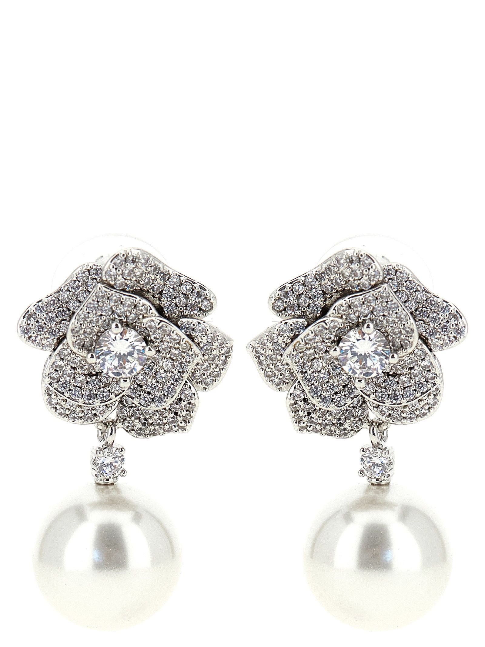 Self-Portrait 'Mini Crystal Flower Pearl' earrings Size ONE SIZE - 1 Thumbnail