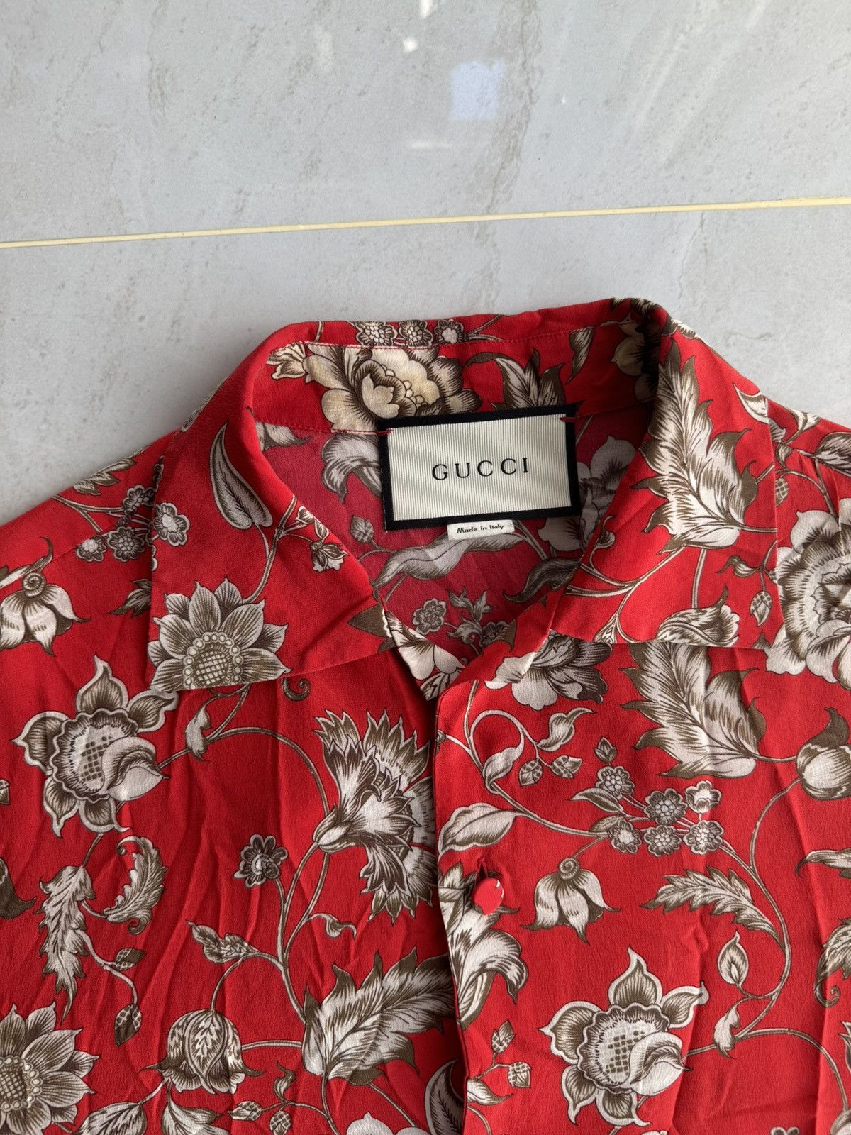 Gucci Gucci SS17 Red Silk Floral Shirt Sz.48 Size US M / EU 48-50 / 2 - 4 Thumbnail