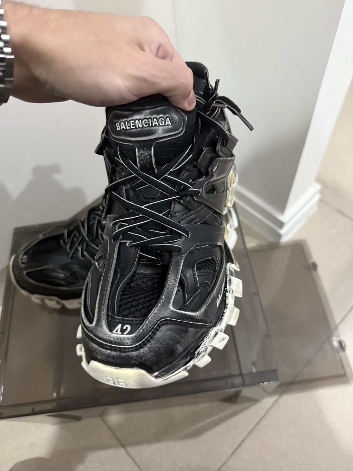 Balenciaga Track Sneaker Black Distressed