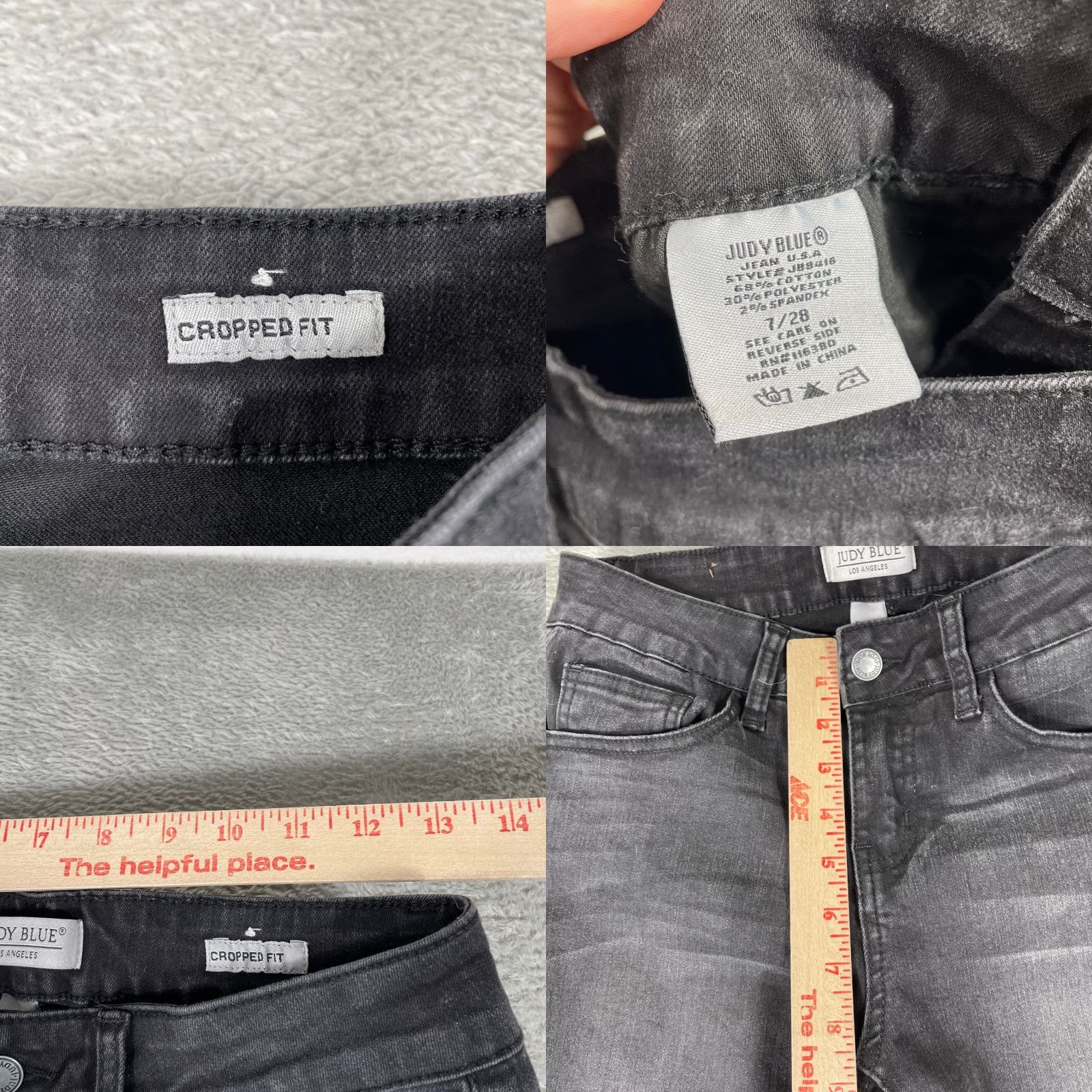 Denime Judy Blue Cropped Jeans Womens 7/28 Black Slim 5-Pocket Denim 26 Inseam 23.5in Distressed Frayed Hem Stretch Denim Size 26" / US 2 / IT 38 - 8 Thumbnail