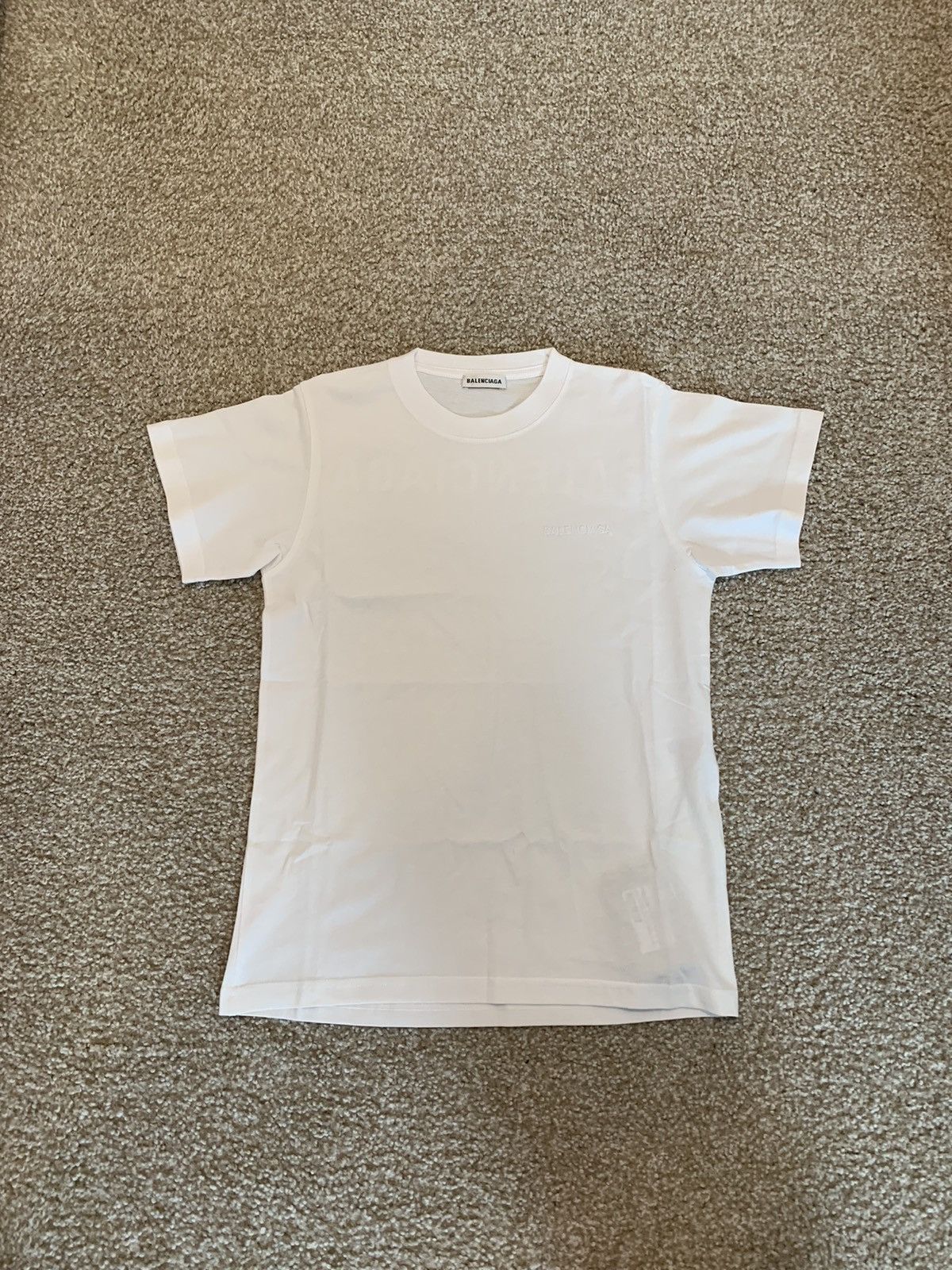 Image of Balenciaga Logo Tee in White, Women's (Size Small)