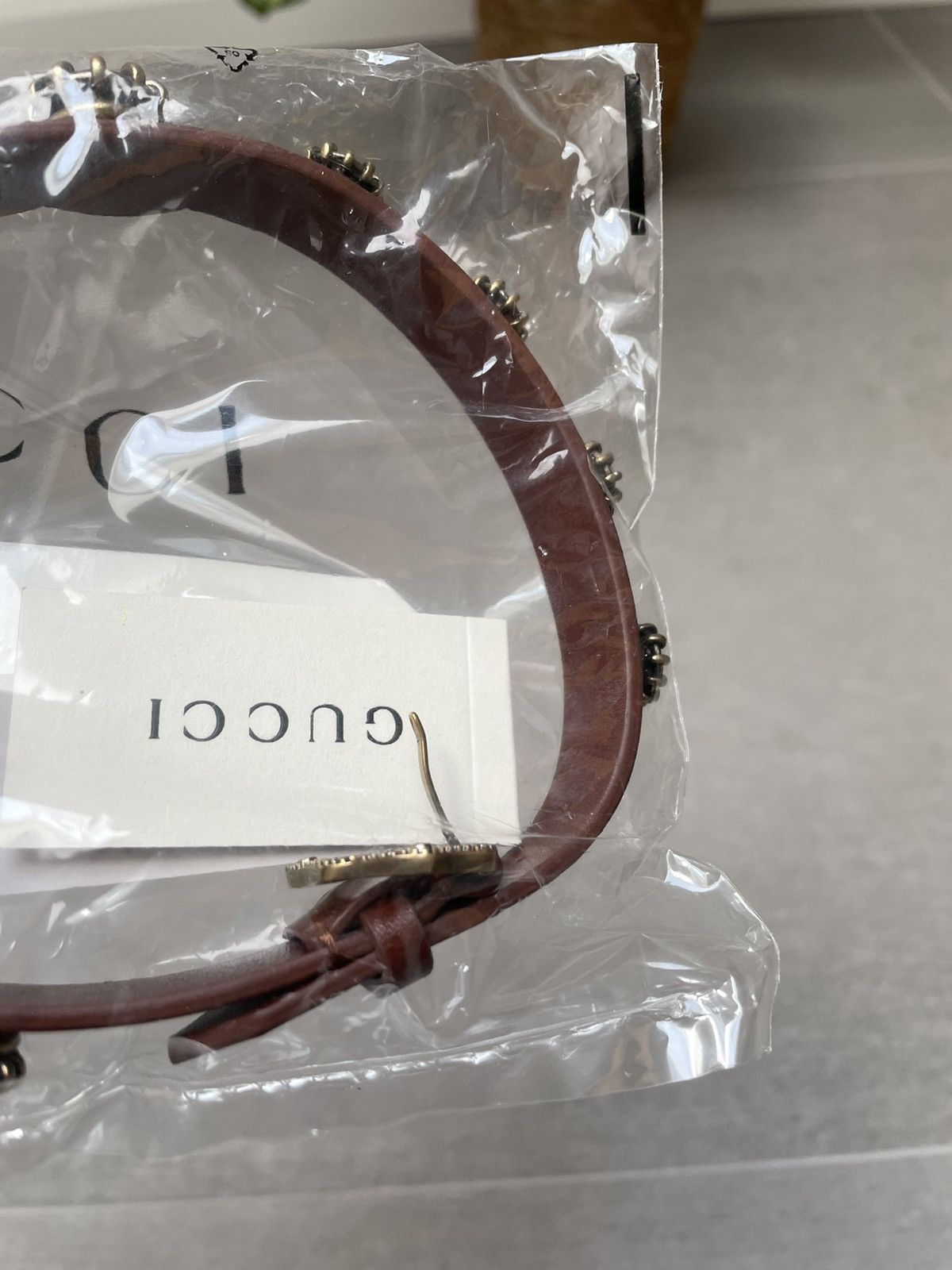 Gucci Gucci Feline Head Brown Leather Crystals Choker Necklace Size ONE SIZE - 6 Thumbnail