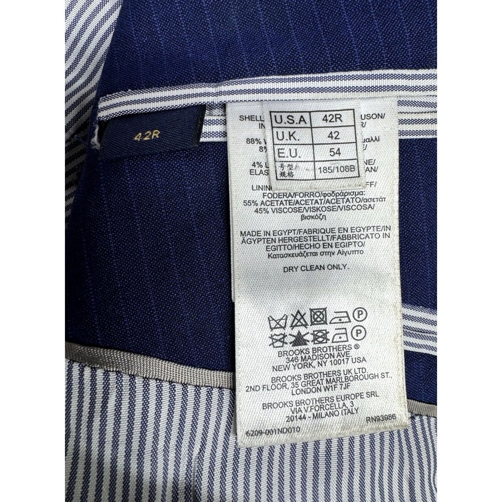 Brooks Brothers Brooks Brothers Explorer Regent Fit Men's 42R Blue Pinstripe 2 Piece Suit Jacket Blazer Size 42R - 3 Thumbnail