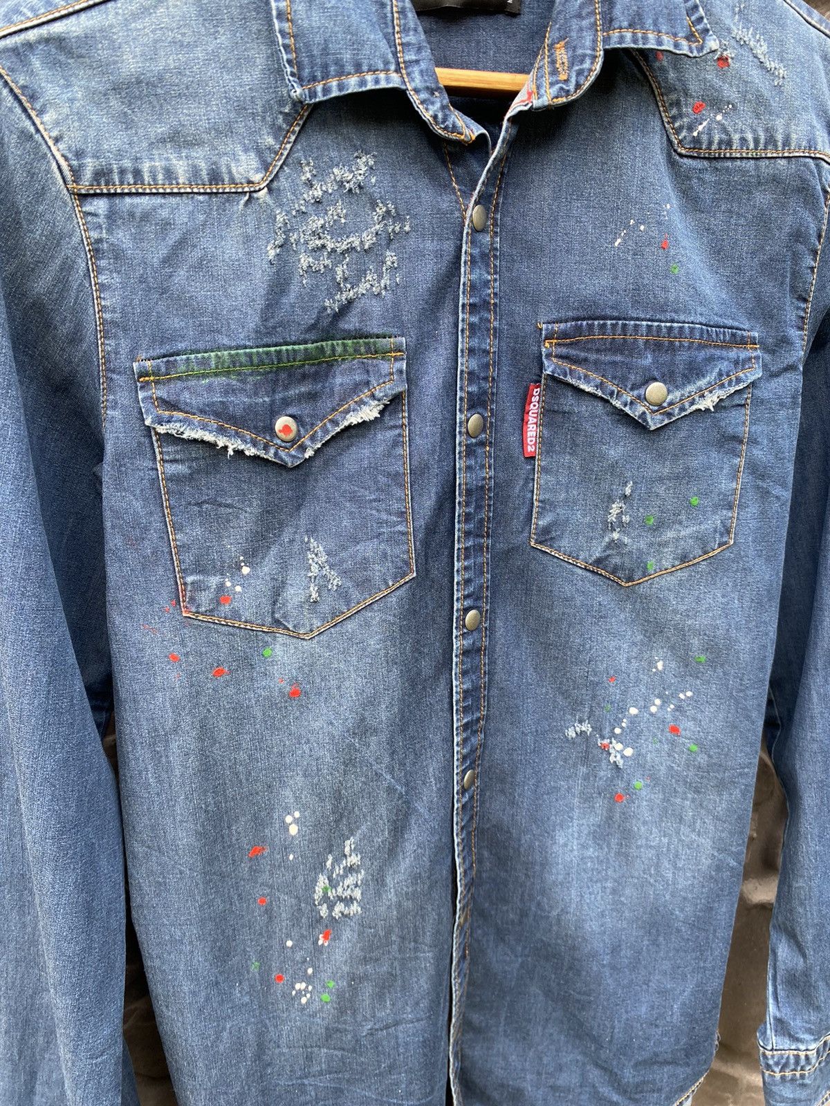 Dsquared2 × Vintage DSquared2 Distressed Denim Shirt Size US S / EU 44-46 / 1 - 4 Thumbnail