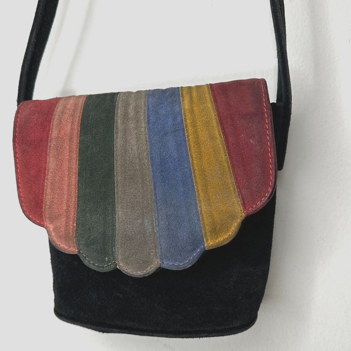 Other Cab Blanche Shell Black Suede RainbowFold Crossbody Purse Size ONE SIZE - 1 Thumbnail