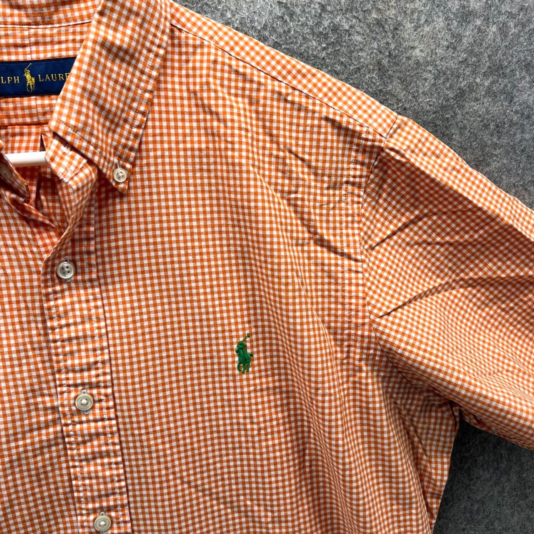 Ralph Lauren VINTAGE Ralph Lauren Shirt Mens Medium Orange Button Up Pony Gingham Short Sleeve Polo Size US M / EU 48-50 / 2 - 6 Thumbnail