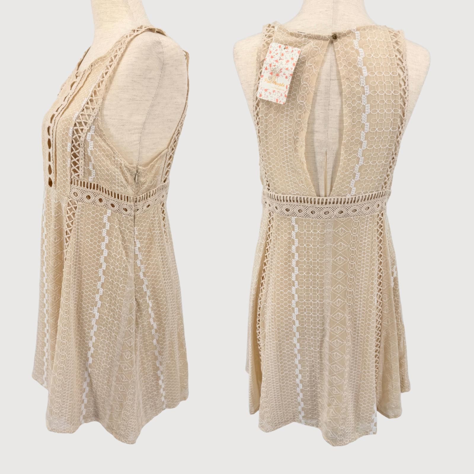 Free People Free People Lace Mini Dress Cream Sleeveless Boho 8 Size M / US 6-8 / IT 42-44 - 3 Thumbnail