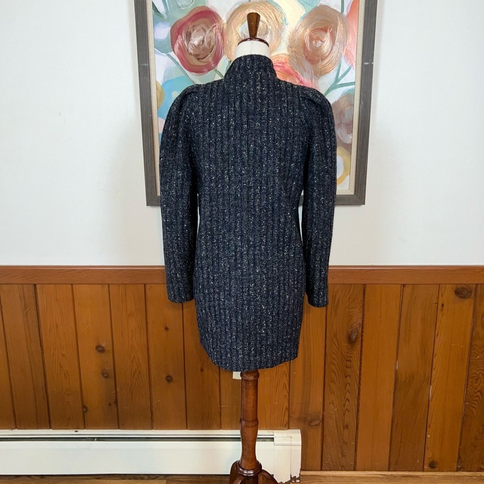 Vintage Darling Vintage 1980s New York Girl Striped Wool Tweed Coat! Size S / US 4 / IT 40 - 6 Thumbnail
