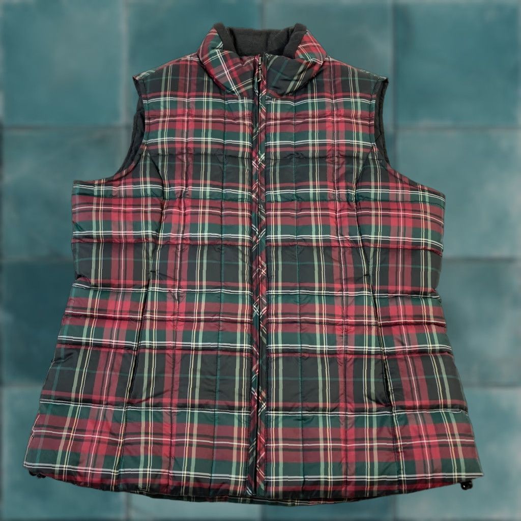Eddie Bauer Eddie Bauer Goose Down Puffer Vest Women's Small Red Plaid Full Zip Pocket Vest Size S / US 4 / IT 40 - 1 Thumbnail