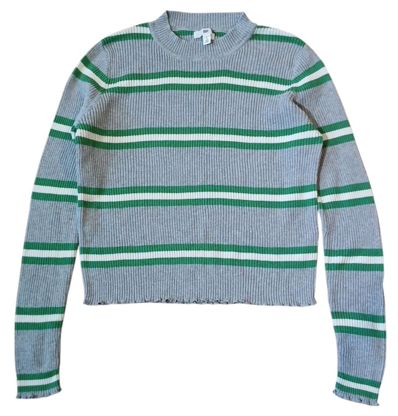 BP. BP. Sweater Small Top L/S Ribbed Lettuce Edge Stripe Knit Size S / US 4 / IT 40 - 1 Thumbnail
