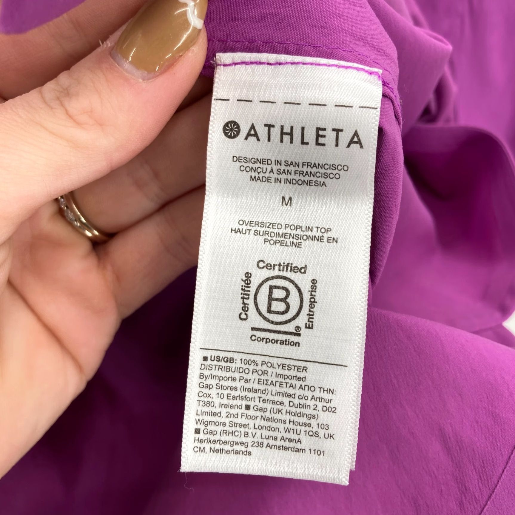 Athleta Athleta Button-Up Top Women's Medium Purple Oversized Preppy Casual Workwear Shirt Size M / US 6-8 / IT 42-44 - 5 Thumbnail