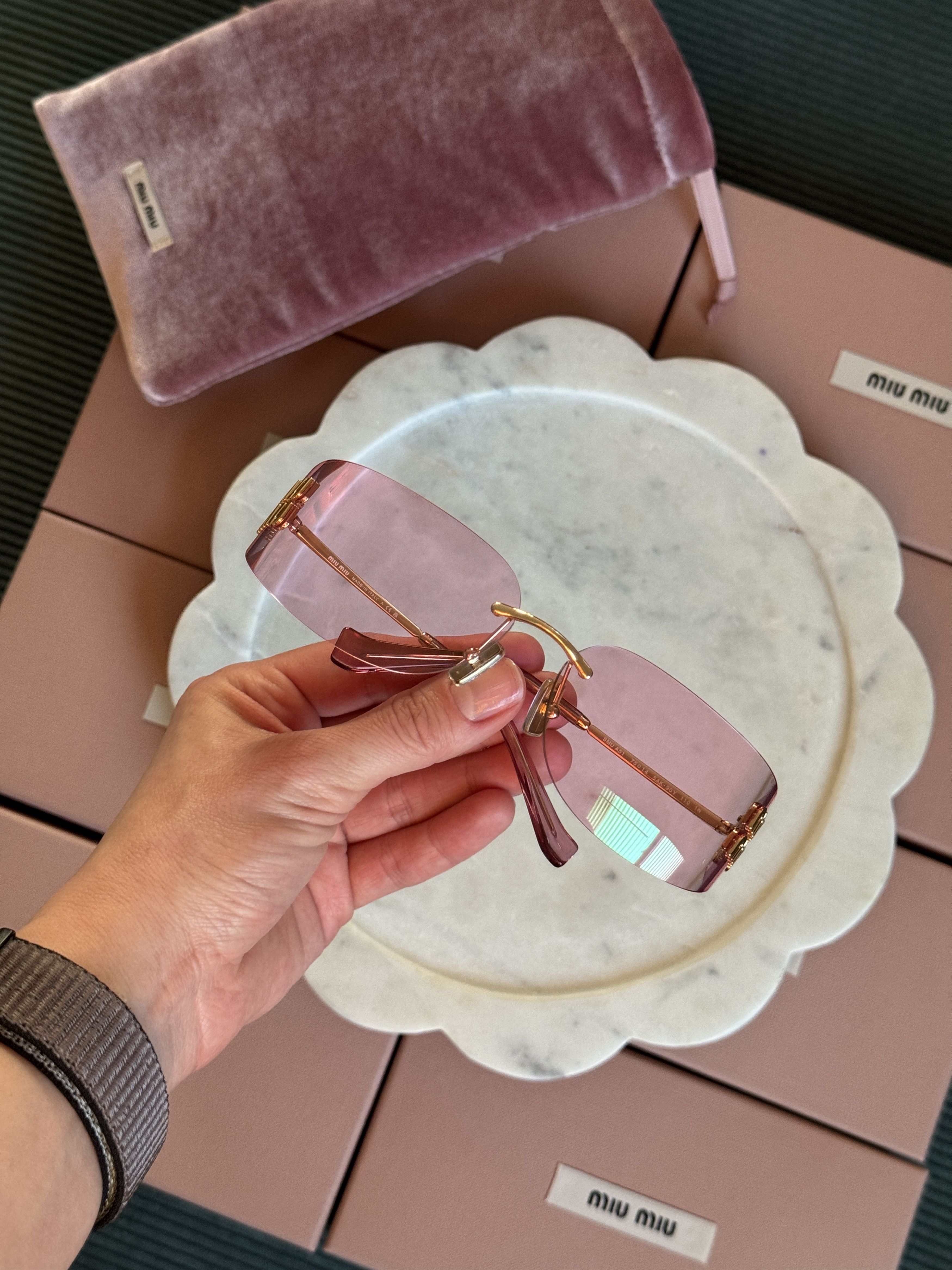 Miu Miu Miu Miu Women Sunglasses Rimless MUA51S 5AK90Y NEW AUTHENTIC Size ONE SIZE - 2 Thumbnail
