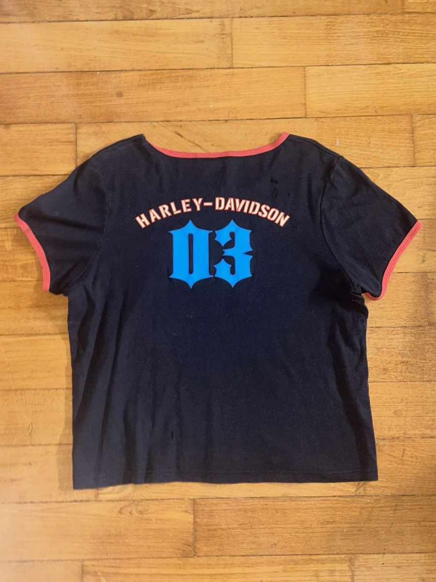 Harley Davidson × Vintage Vintage boat neck ringer Harley Davidson tee shirt Size US M / EU 48-50 / 2 - 6 Thumbnail