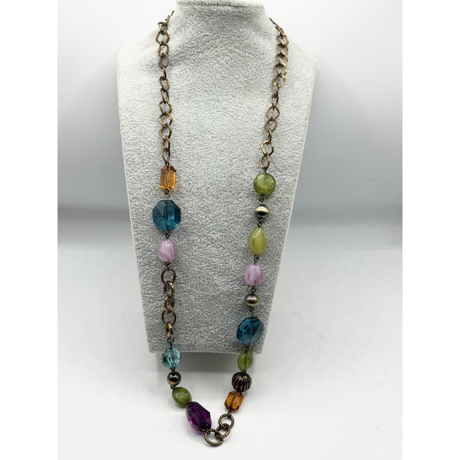 Vintage Acrylic crystal beaded chain vintage necklace Size ONE SIZE - 3 Thumbnail