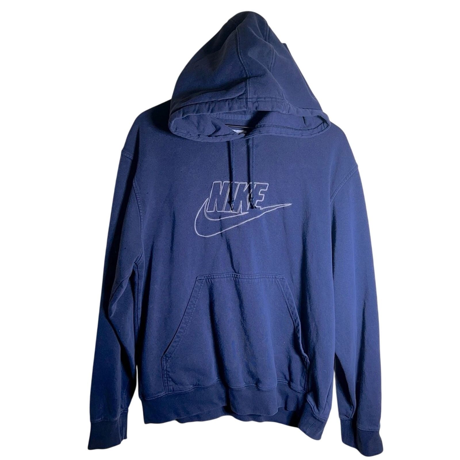 VNTG NIKE 90s gray tag embroider detail drawstring hoodie L