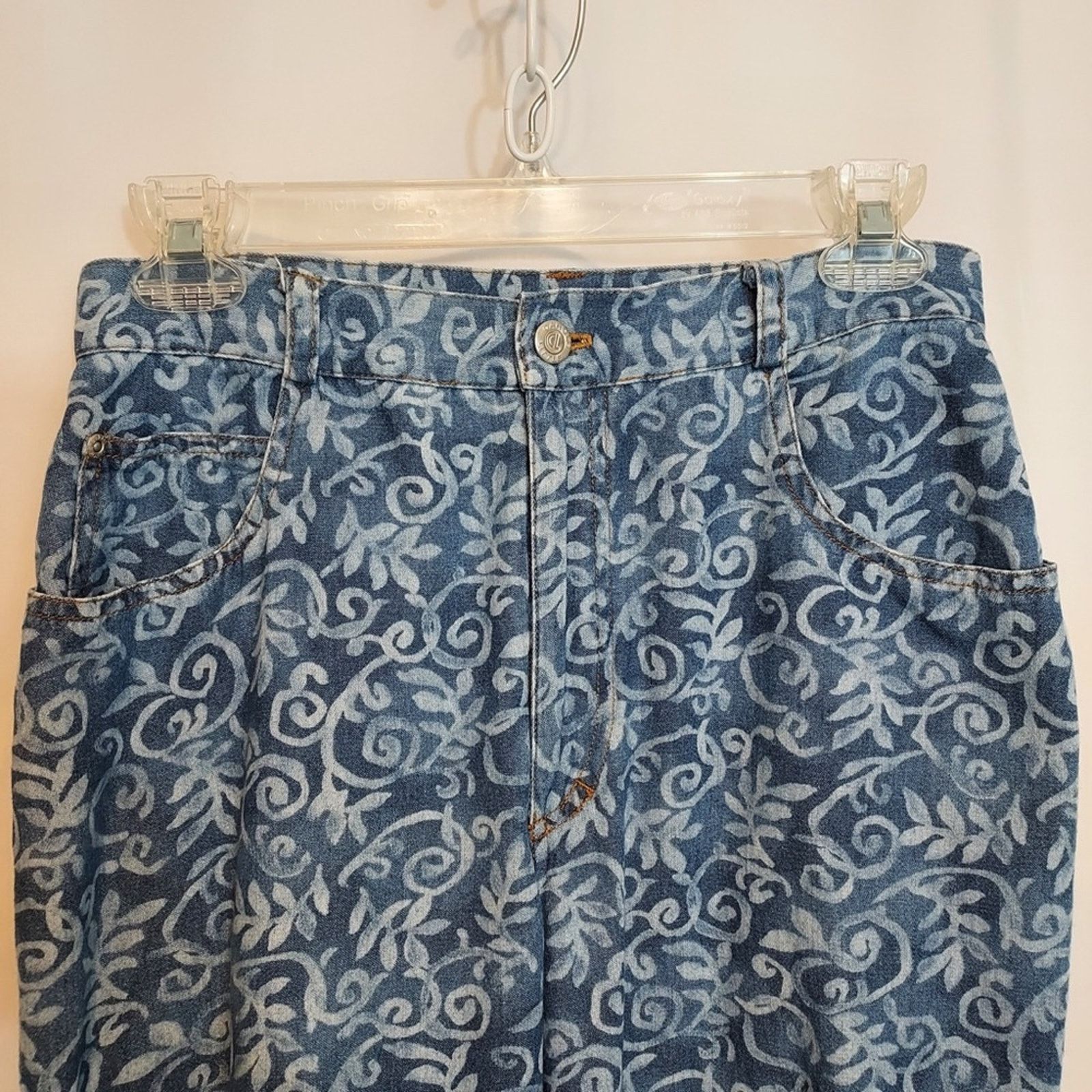 Other Carole Little Blue White Floral Denim High Rise Jeans Pants Size 28" / US 6 / IT 42 - 7 Thumbnail