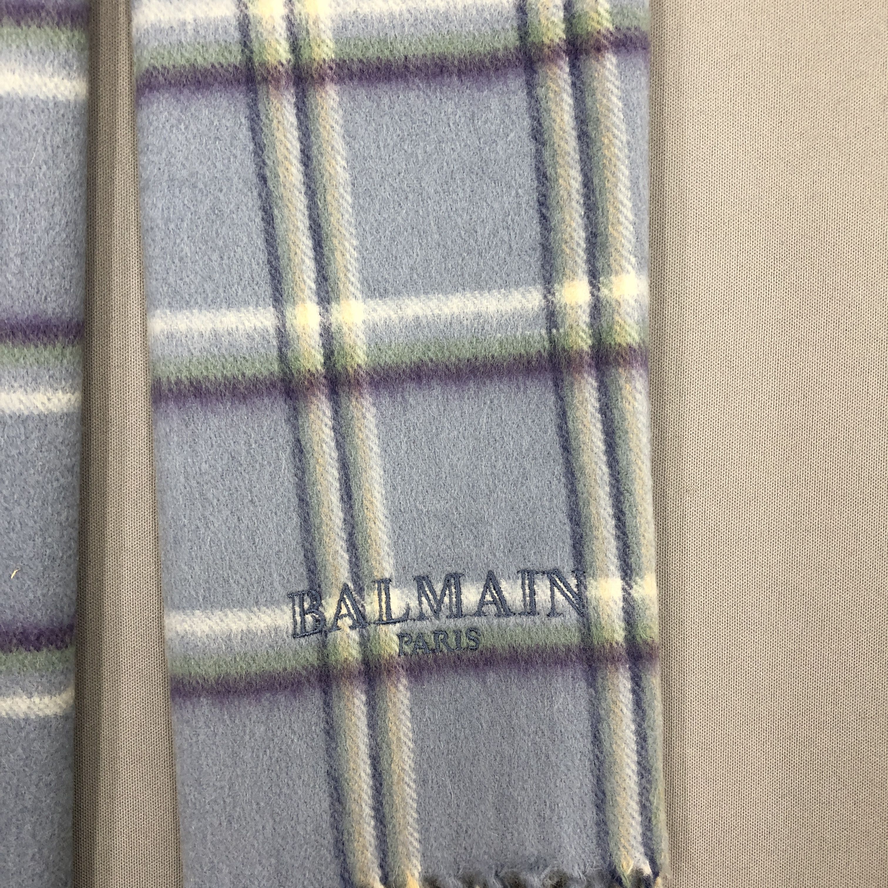Japanese Brand Vintage Pierre Balmain Scarf Muffler Plaid Wool Scarves Size ONE SIZE - 4 Thumbnail