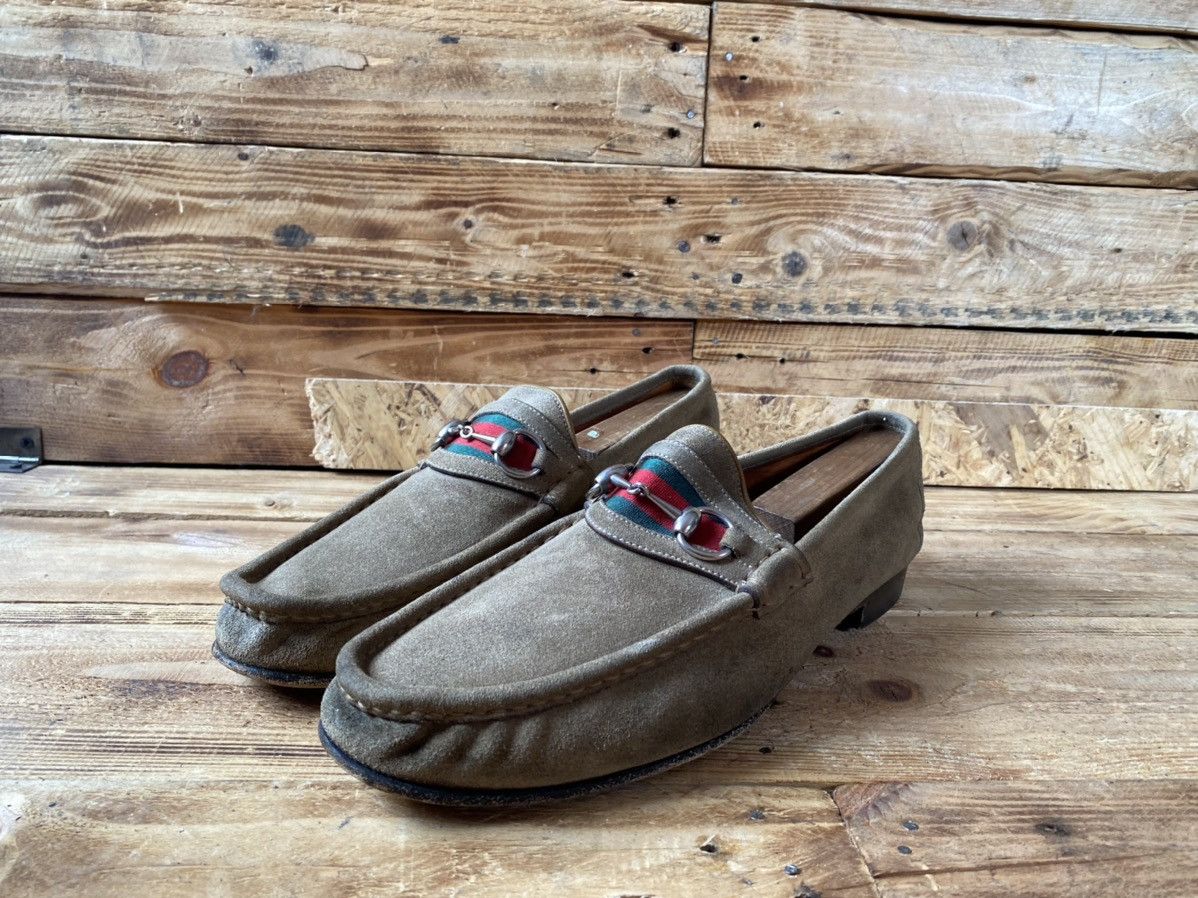 Gucci Gucci horsebit 3 stripes suede gray loafers sz uk 11D Size US 12 / EU 45 - 5 Thumbnail