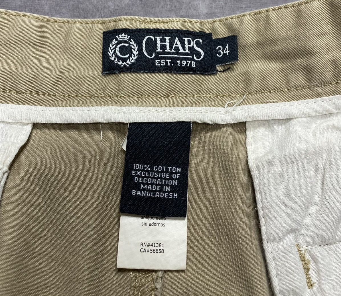 Chaps Vintage Chaps Khaki Birds Embroidery Cotton Chino Shorts Size US 34 / EU 50 - 4 Thumbnail