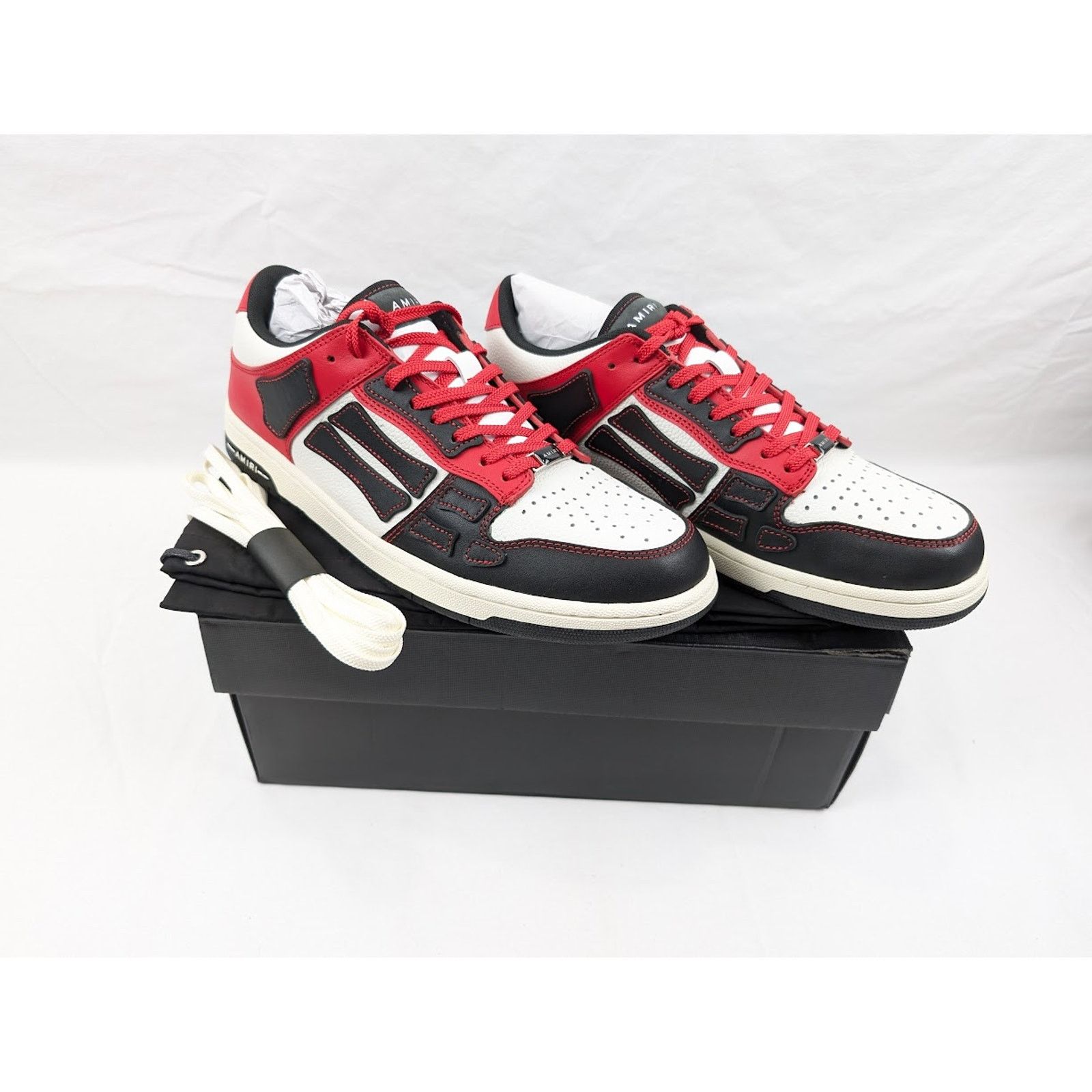 Amiri o1rshd1 Skeleton Low-Top Sneakers in Black/Red Size US 12 / EU 45 - 21 Thumbnail