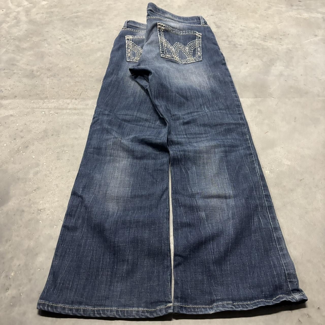 Japanese Brand × Vintage Crazy Vintage Y2K/2000s Grunge Faded Dark Wash Bootcut Denim Jeans! Size US 34 / EU 50 - 4 Thumbnail
