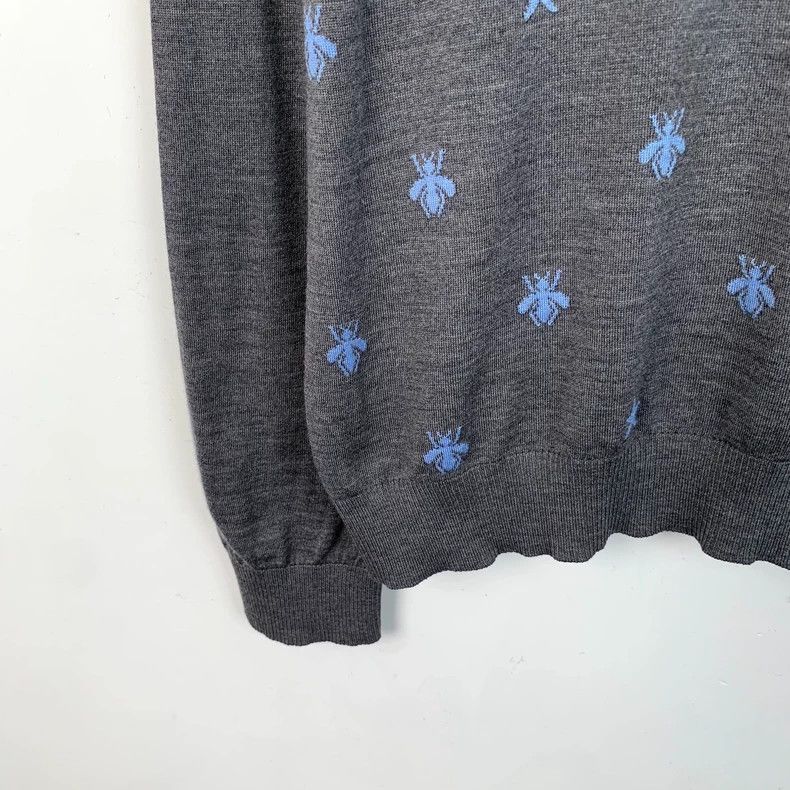 Gucci Gucci Dark gray bee embroidery wool round-neck long-sleeved Size US L / EU 52-54 / 3 - 4 Thumbnail
