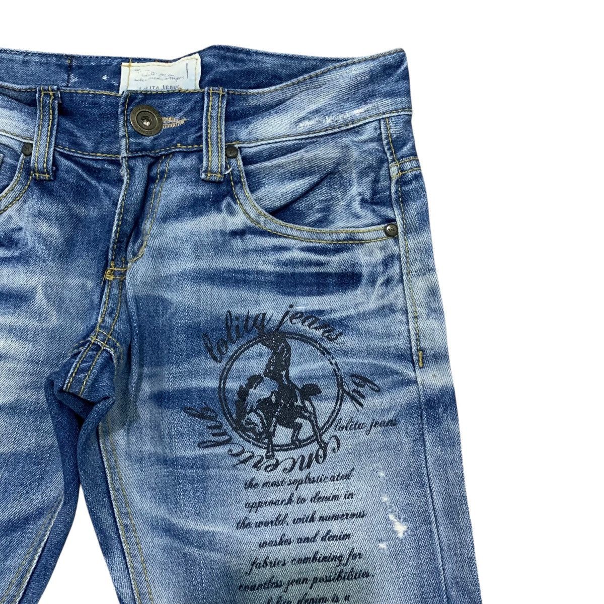 Beauty Beast Vintage Lolita Distressed Jeans Ripped Blue Faded Size US 28 / EU 44 - 5 Thumbnail