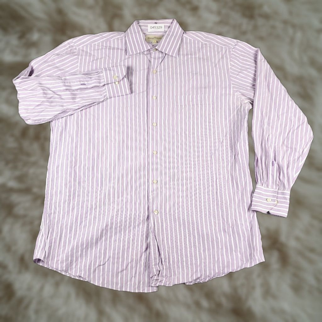 Tommy Bahama Tommy Bahama Shirt Mens 16 Purple Striped Dress Button Up Long Sleeve Size 42R - 1 Thumbnail