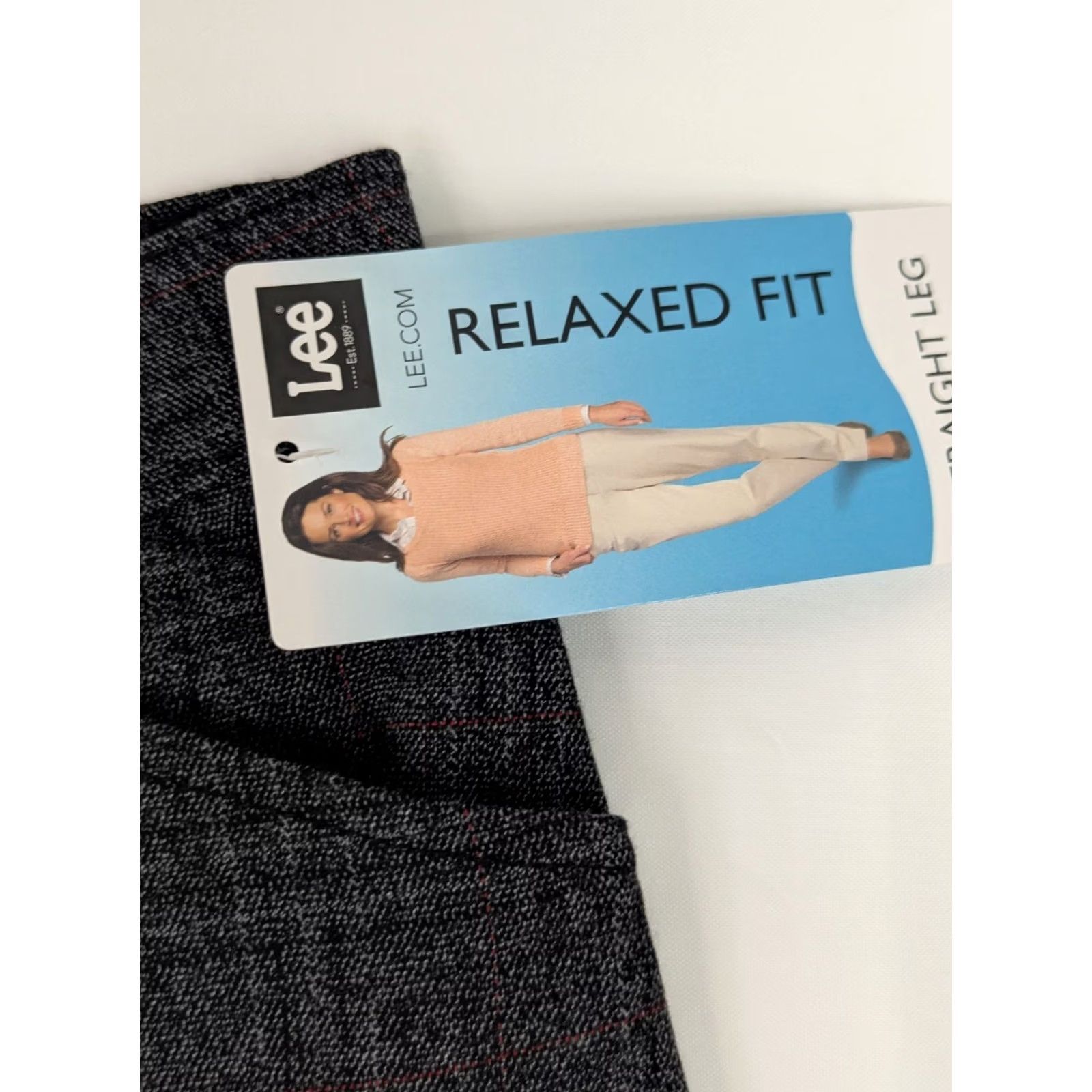 Lee Lee Relaxed Straight Leg Pants Women 16M 35x31.5 Gray Plaid NWT Size 38" / US 16 / IT 52 - 3 Thumbnail