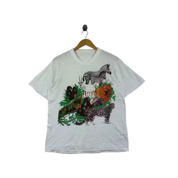 Vintage Vintage 90’ SAFARI AFRICA ZEBRA Animals Painting Tee Shirt Size M / US 6-8 / IT 42-44 - 1 Thumbnail