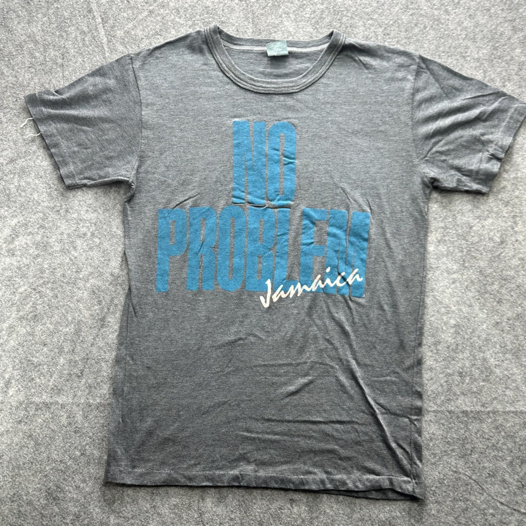 Vintage VINTAGE Jamaica Shirt Mens Medium Gray No Problem Graphic Tee 90s Travel Souvenir Tropical Cat Countries Size US M / EU 48-50 / 2 - 3 Thumbnail