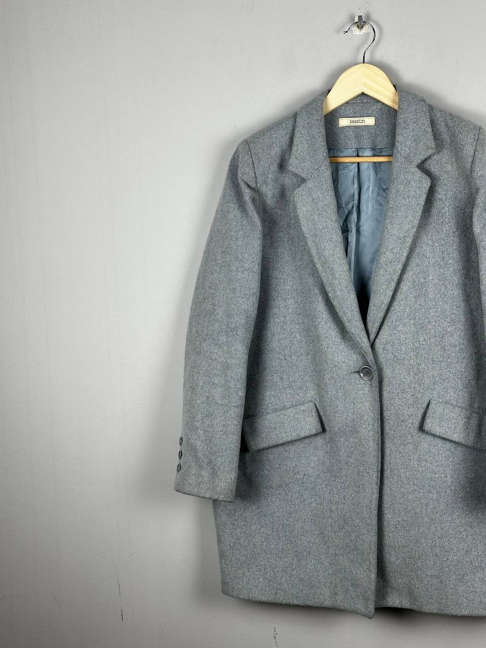 Japanese Brand Luxury Sessun Sky Blue Wool Womans Coat Size XS / US 0-2 / IT 36-38 - 2 Thumbnail