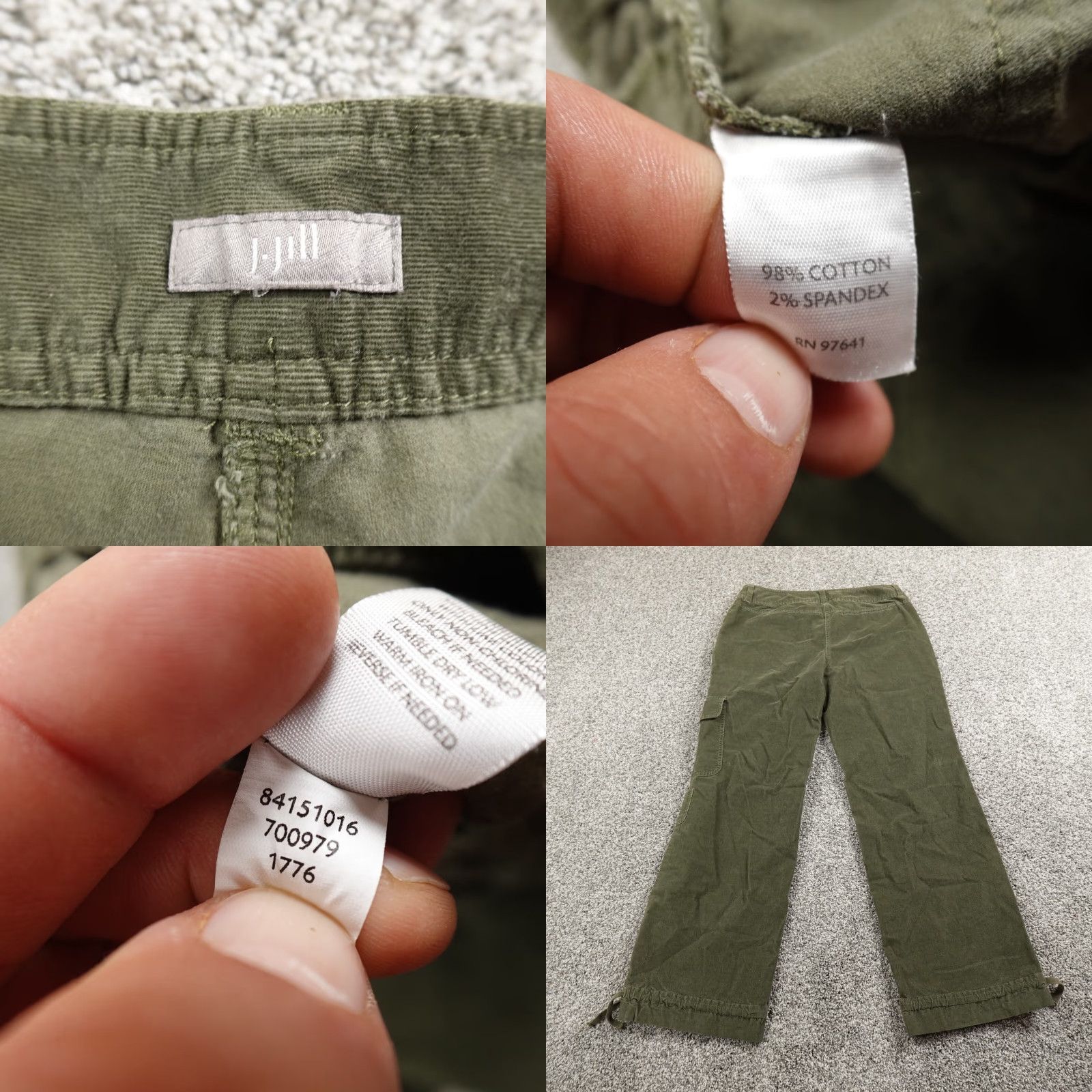 J. Jill J. Jill Pants Women 12 Green Cargo Corduroy High Rise Wide-Leg Baggy Stretch Size 34" / US 12 / IT 48 - 8 Thumbnail