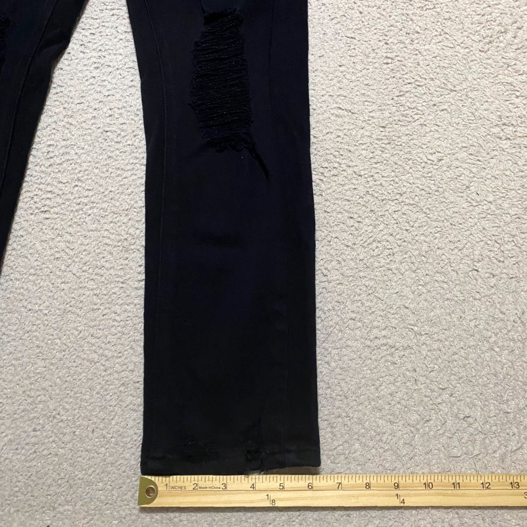 Vintage KanCan Jeans Black Denim Dark Wash Straight High Rise Distressed Womens Size 7 Size 28" / US 6 / IT 42 - 5 Thumbnail