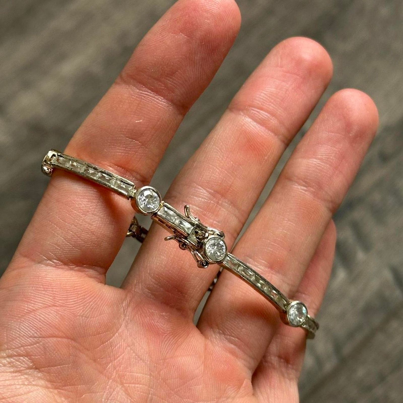 Other Weird Vintage Gem Silver Gold Bronze Link Chain 925 Bracelet Size ONE SIZE - 3 Thumbnail