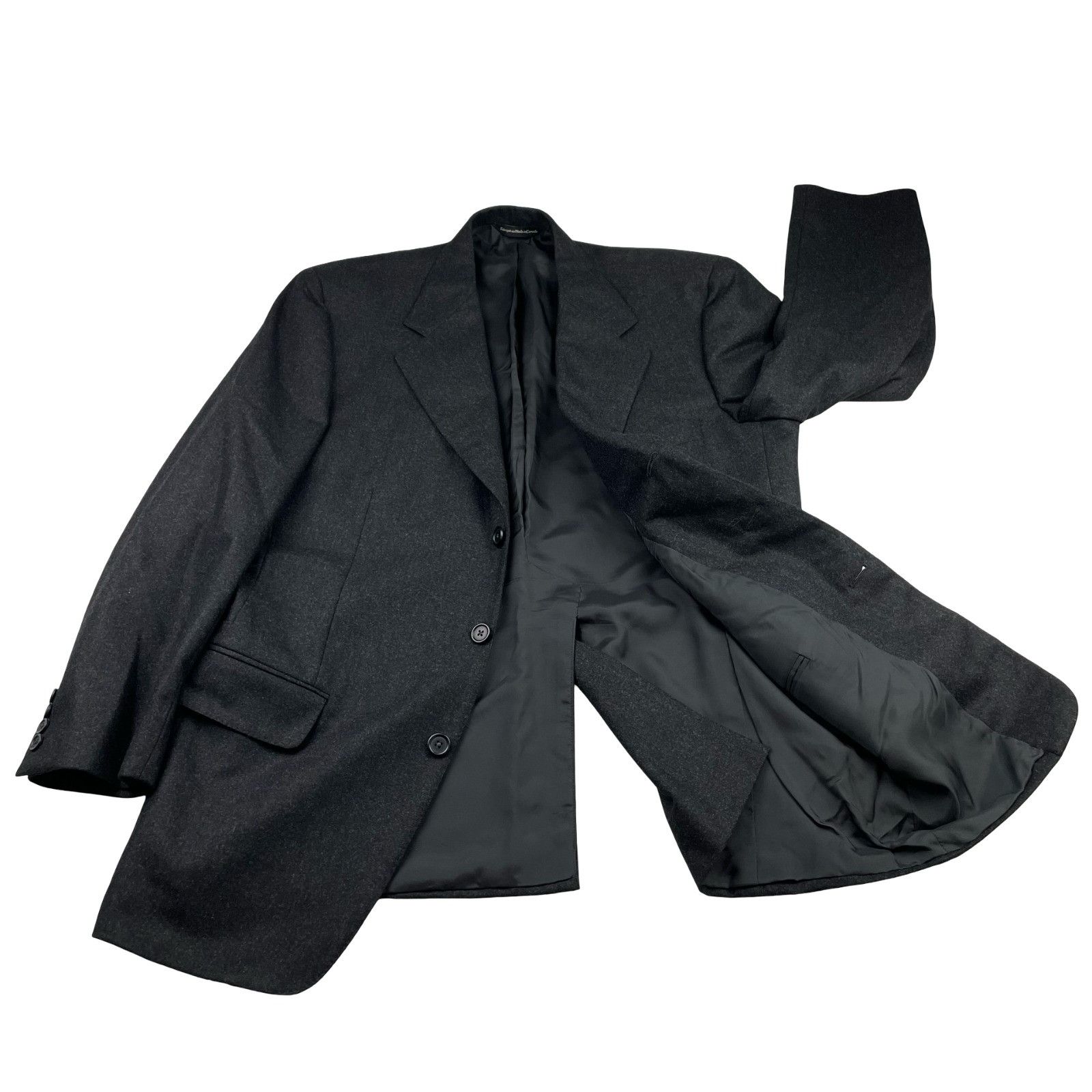 Samuelsohn Samuelsohn Men’s Flannel Wool 2-Button Suit Charcoal Gray • Size 42R - 3 Thumbnail