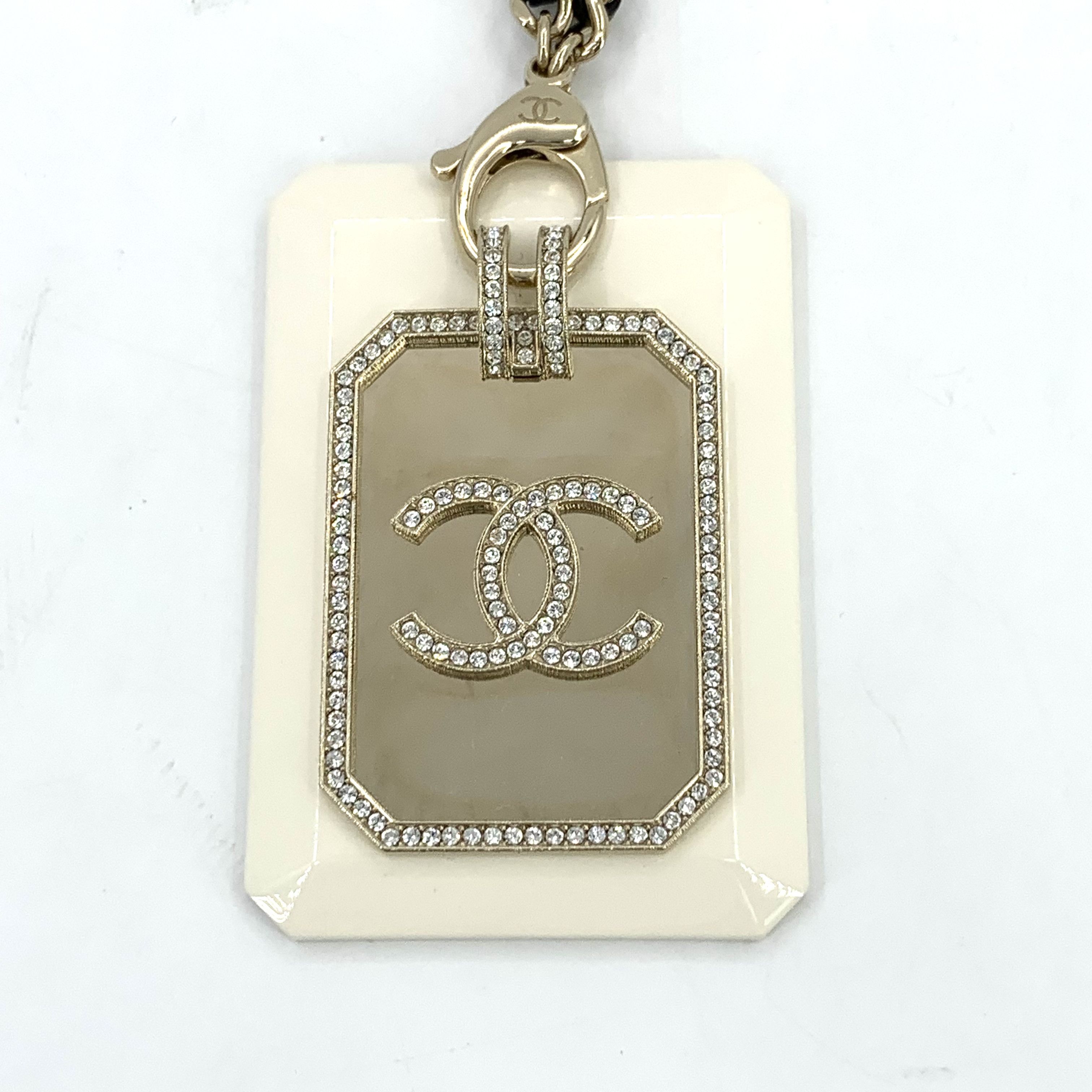 Chanel H15603 Chanel Gold Chain Necklace w/ Crystal CC Pendant Size ONE SIZE - 3 Thumbnail