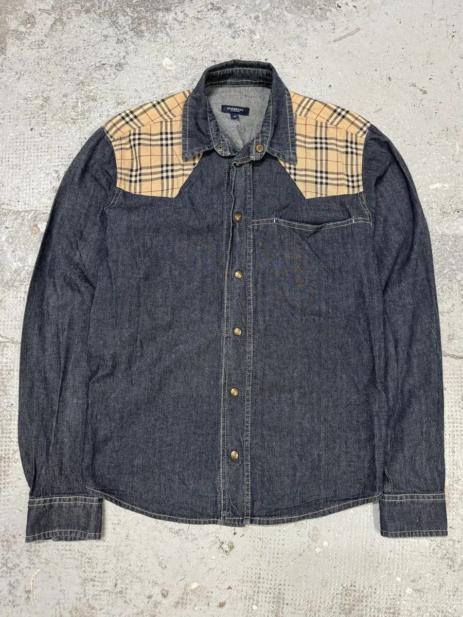 Burberry 2000s Burberry Tartan Blue Denim Shirt Size US M / EU 48-50 / 2 - 4 Thumbnail