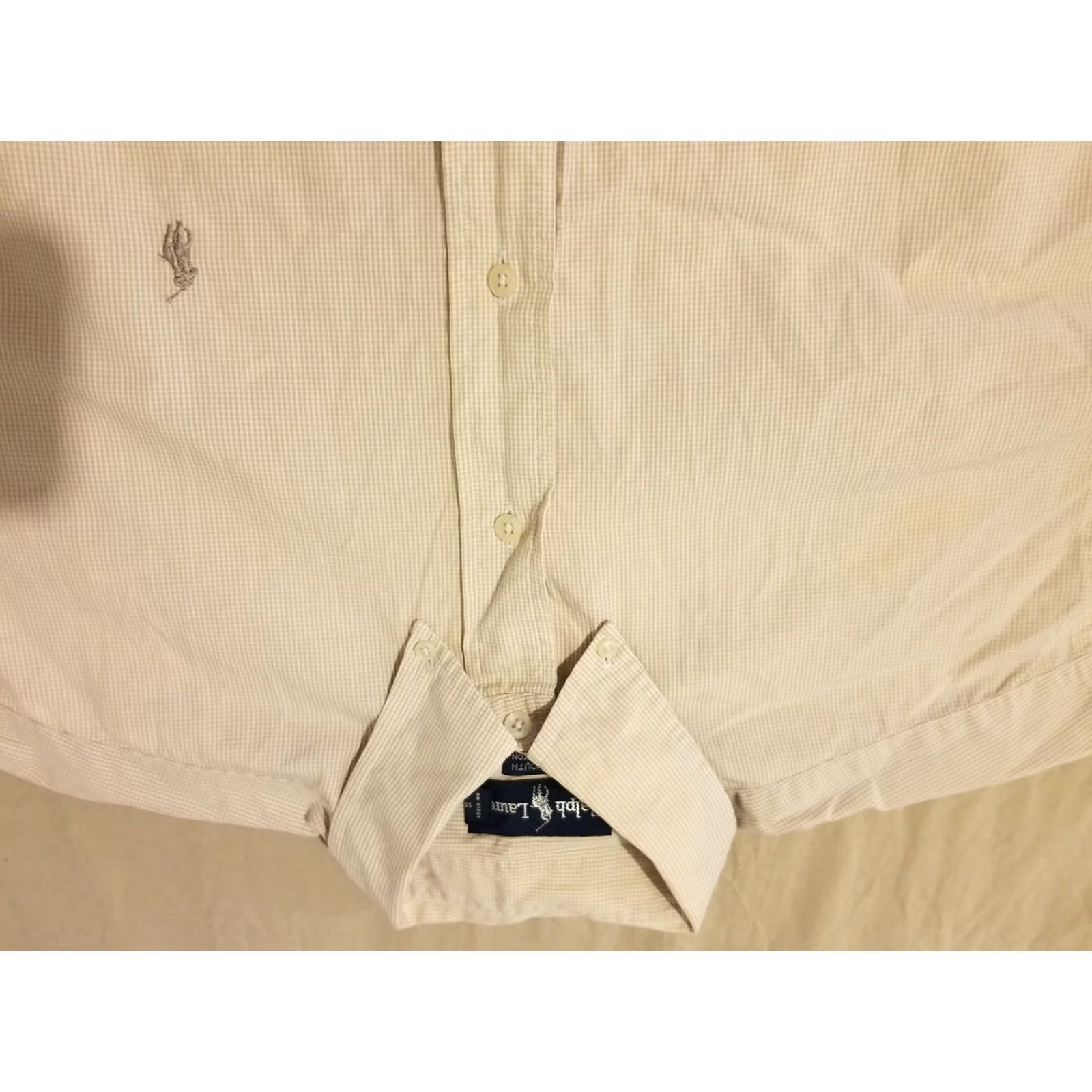 Polo Ralph Lauren Mens Polo Ralph Lauren Dress Shirt 16 34 35 Khaki Button Cotton Size 42R - 2 Thumbnail