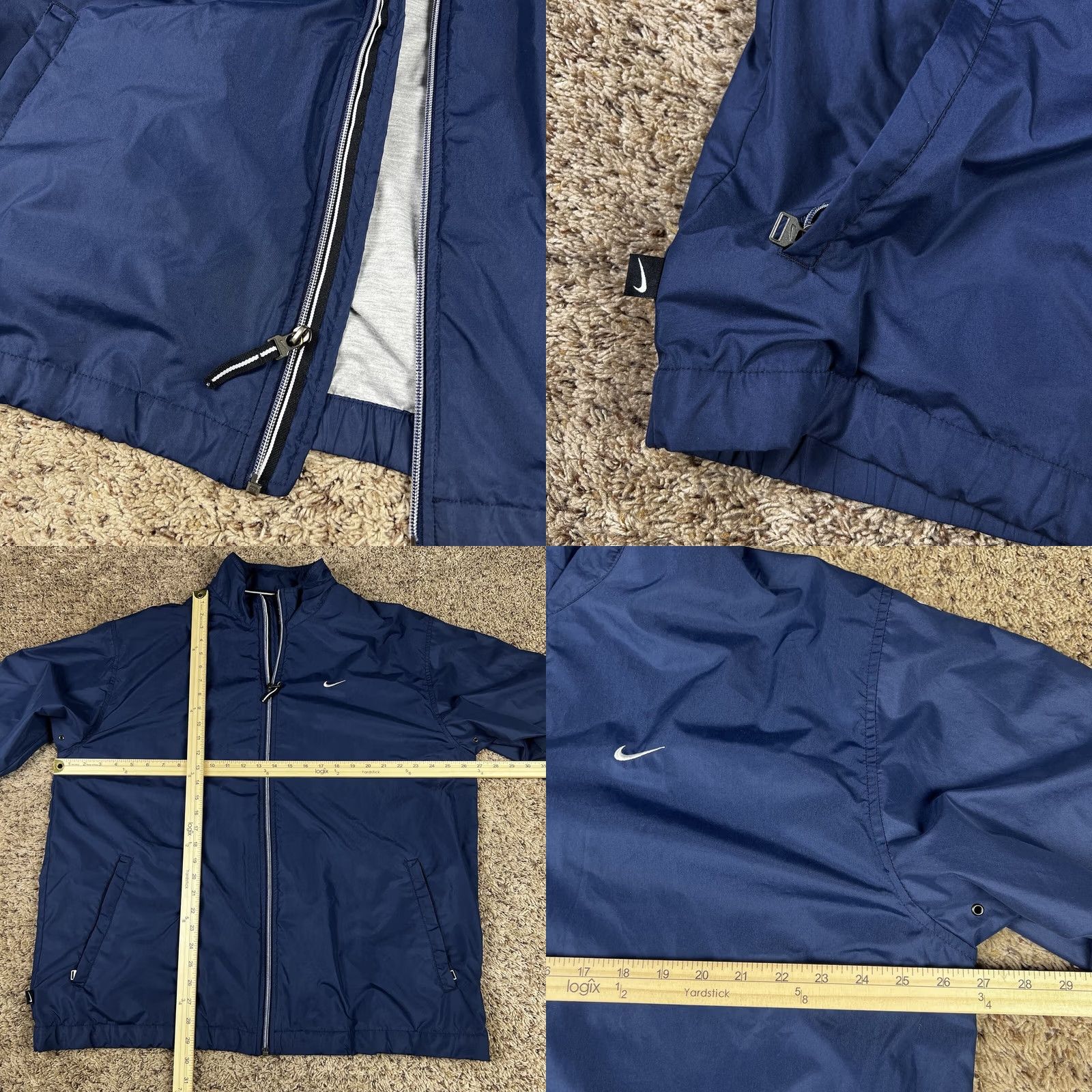 Nike VINTAGE Nike Zip Up Windbreaker Jacket Blue XL White Embroidered Swoosh Logo Mens Jacket Size US XL / EU 56 / 4 - 8 Thumbnail