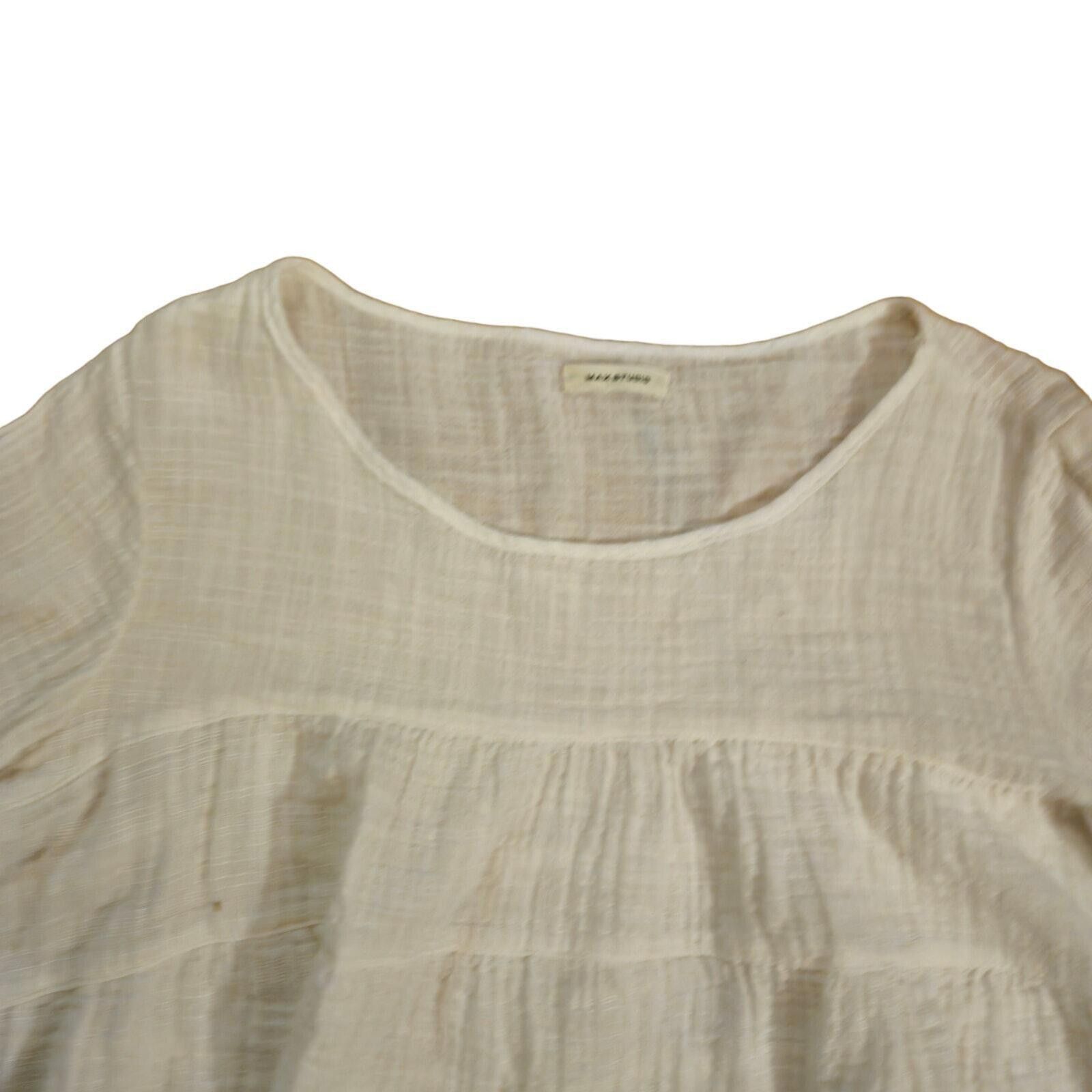 Designer Max Studio Pullover Tiered Blouse Top White Size Large Size L / US 10 / IT 46 - 4 Thumbnail