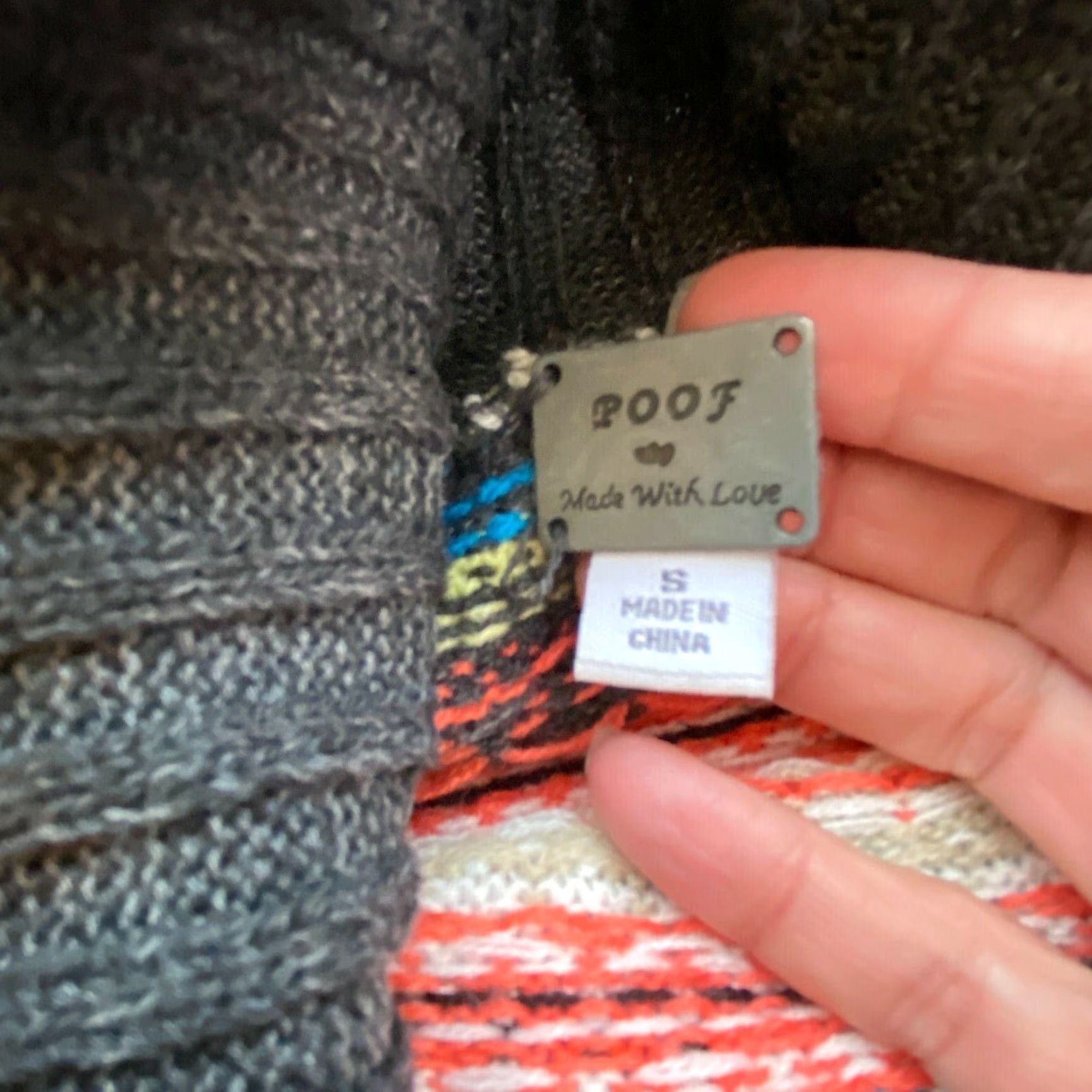 Vintage POOF Women's Fair Isle Cowl Neck Sweater Gray Small Regular Fit Pullover Size S / US 4 / IT 40 - 3 Thumbnail