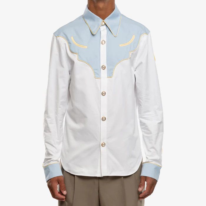 Casablanca o1mle0326 Western Shirt in White/Light Blue Size US M / EU 48-50 / 2 - 1 Thumbnail