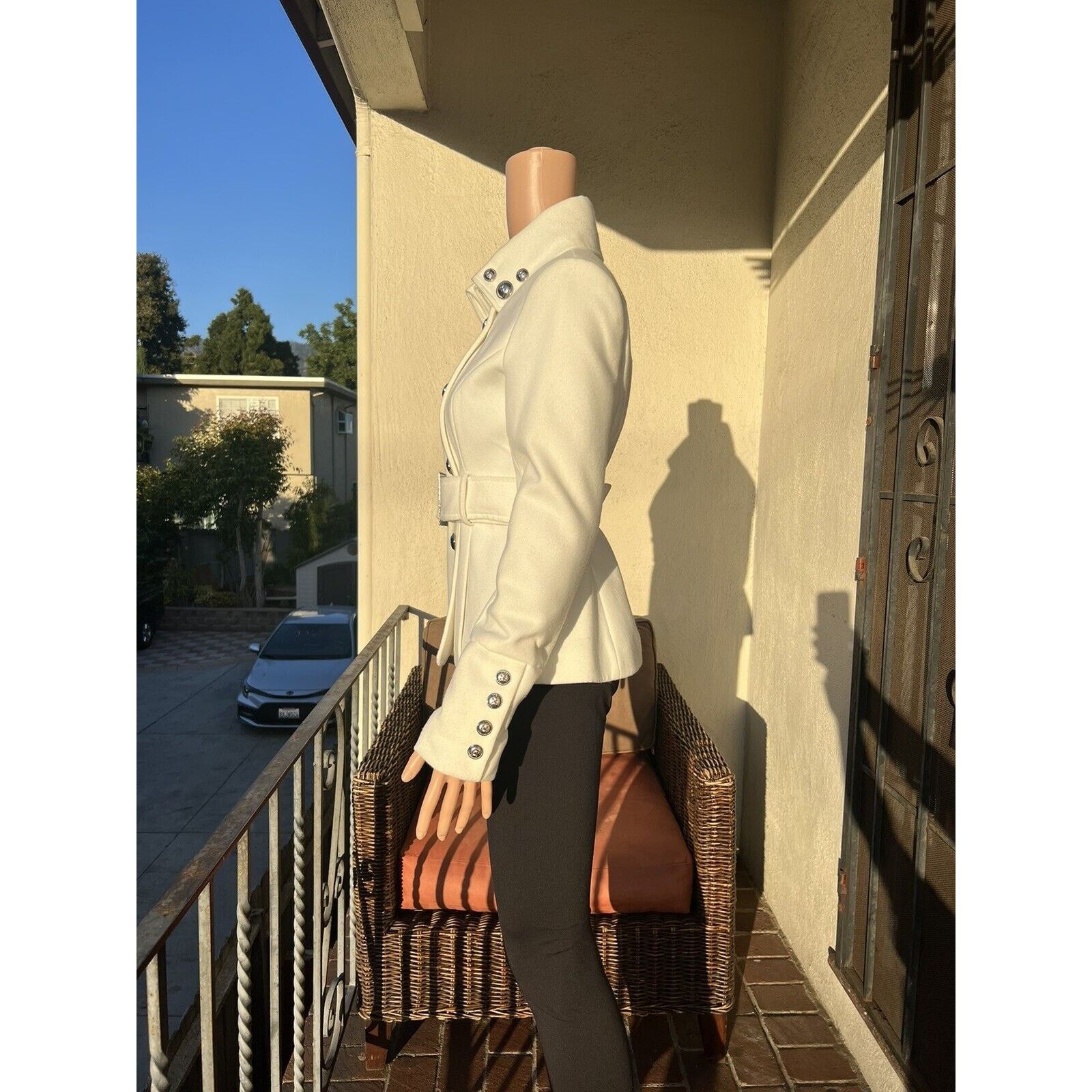 Black Rivet Black Rivet Women’s White Pea Coat Belted Buttons Xs Size XS / US 0-2 / IT 36-38 - 3 Thumbnail