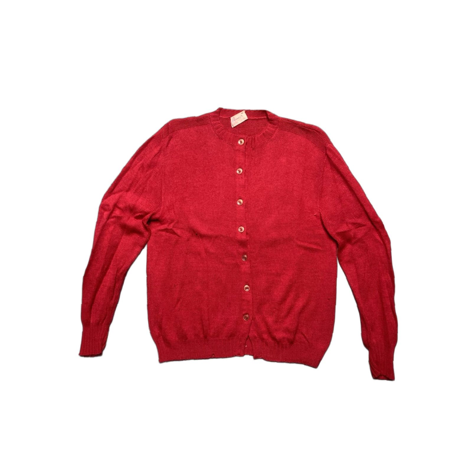 JCPenney VINTAGE 1950s JC penney Cardigan Wool Red Women’s Size 40 Cardigan Sweater Button Front Size S / US 4 / IT 40 - 1 Thumbnail
