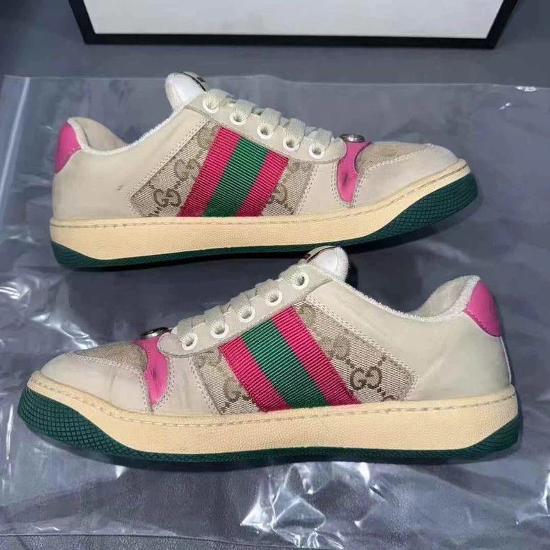Gucci Gucci Dirty Shoes, Wood Color, Pink Accents-2505 Size US 4.5 / IT 34.5 - 2 Thumbnail