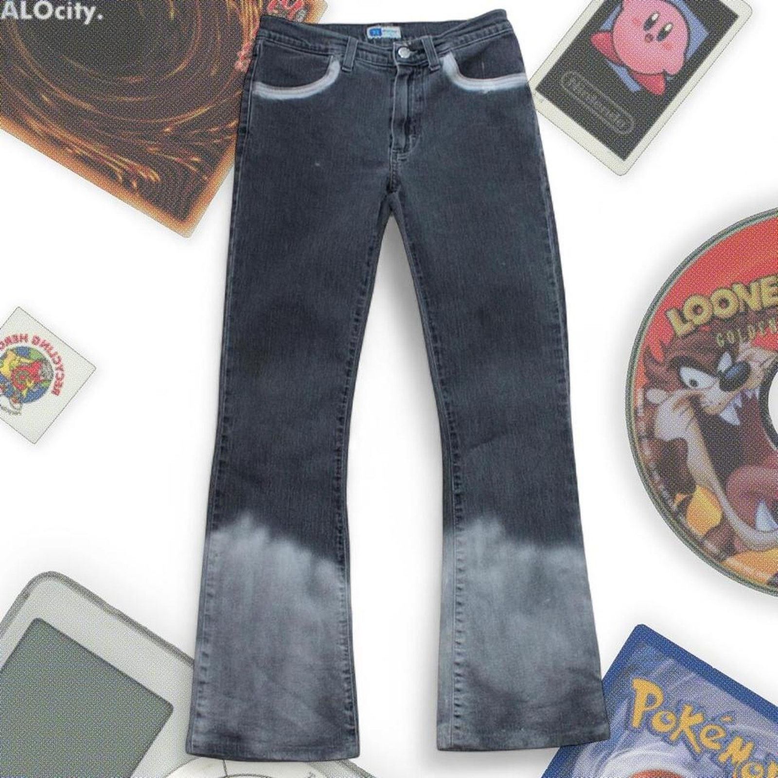 & Other Stories Grey Y2K Bleach Washed Skinny Flared Jeans Size 26" / US 2 / IT 38 - 1 Thumbnail