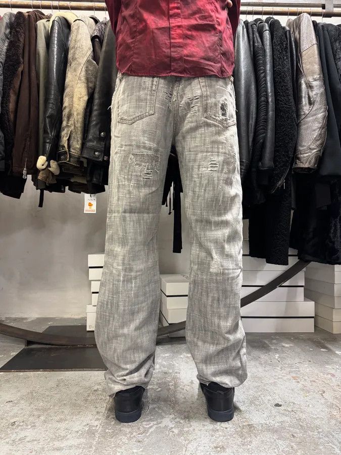 Roberto Cavalli × Vintage 2000s Cavalli Destroyed Grey Denim Jeans Size US 32 / EU 48 - 3 Thumbnail