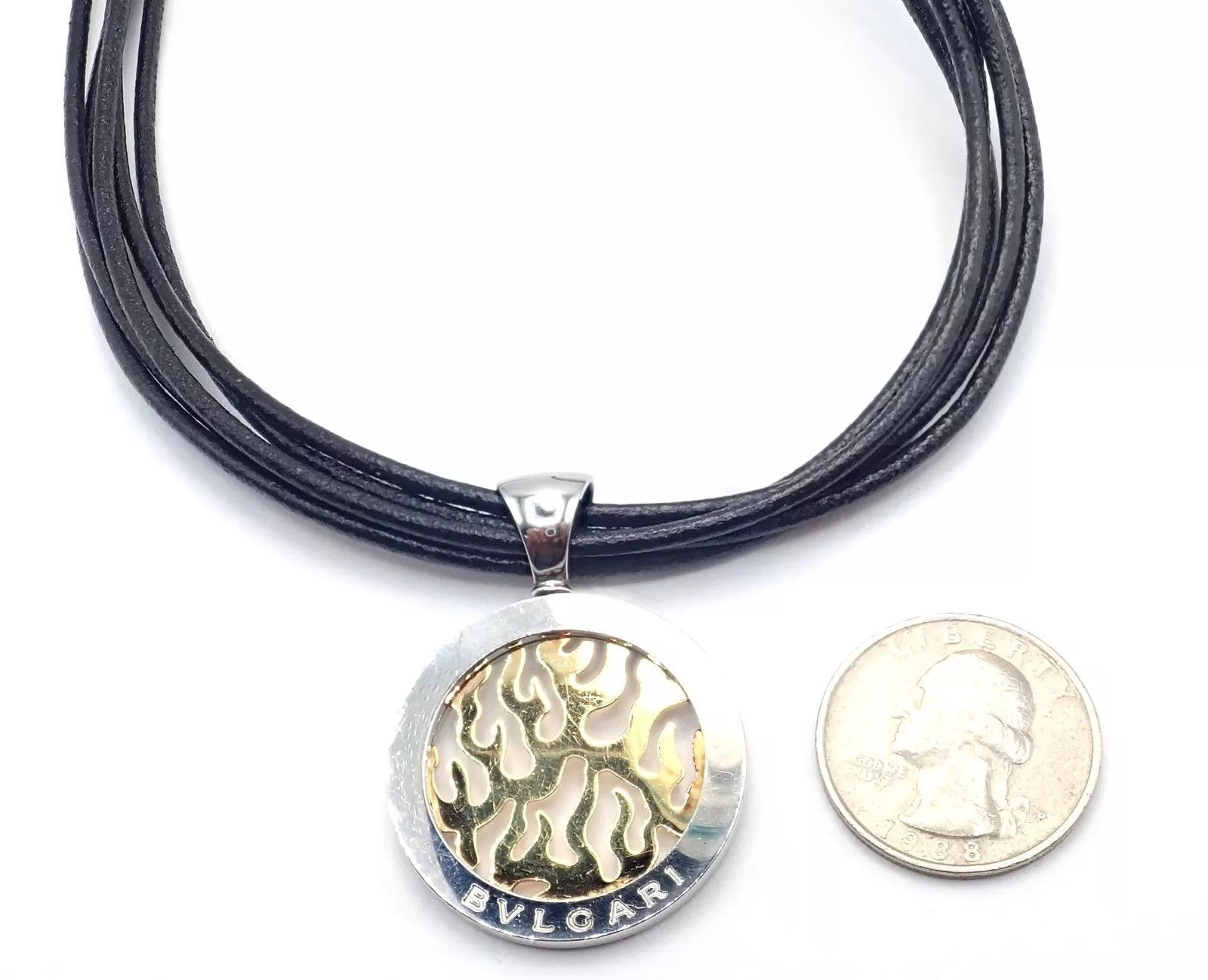 Bvlgari Bulgari 18k Yellow Gold & Stainless Steel Pendant Necklace Size ONE SIZE - 10 Thumbnail