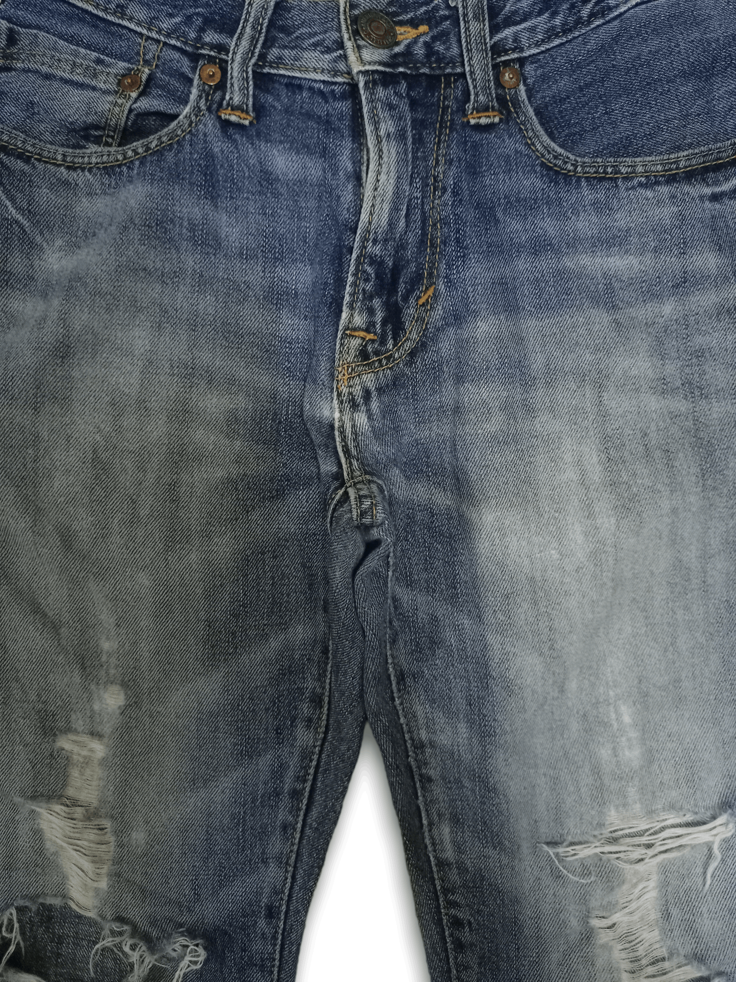 Japanese Brand Vintage Japanese Brand Blue Wash Distressed Jeans 29x26 Size US 29 - 8 Thumbnail